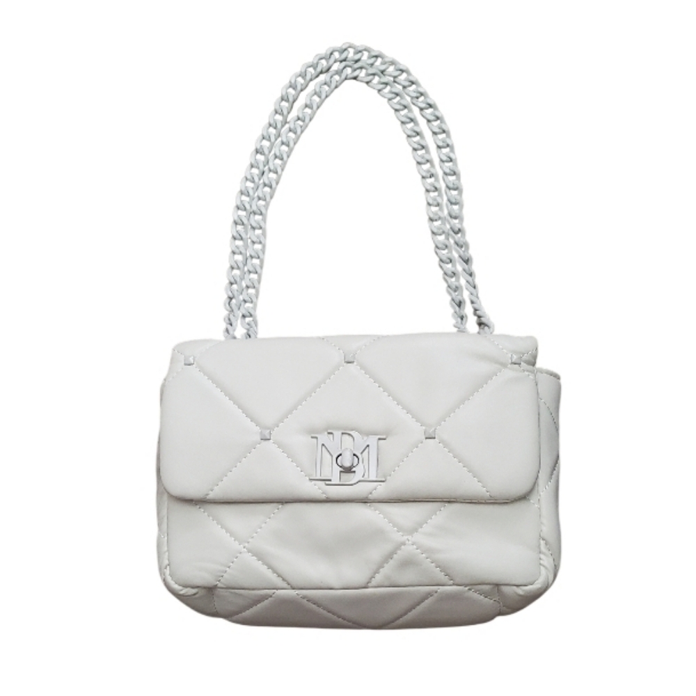 Badgley Mischka White Quilted Bag